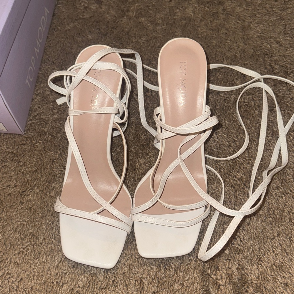 TOP Moda Cream Strappy Heels